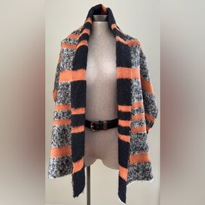 Cecchi e Cecchi Wool Scarf Orange and Black Stripes